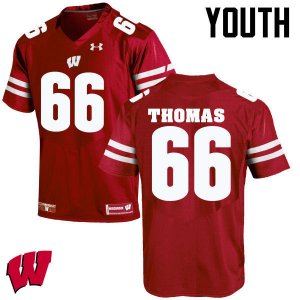 Youth Wisconsin Badgers NCAA #66 Kelly Thomas Red Authentic Under Armour Stitched College Football Jersey FZ31W57GP